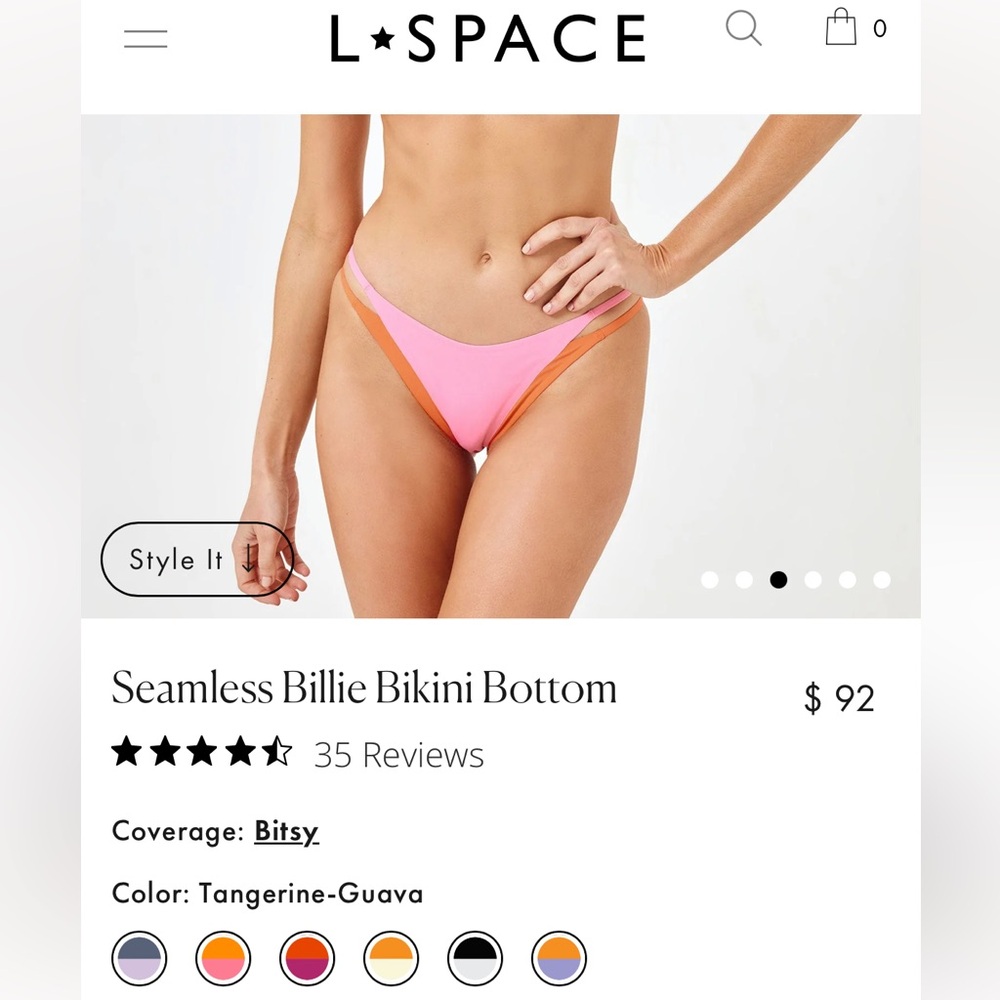 L*Space Billie bikini bottom, size large. Brand new with tags and sticker liner